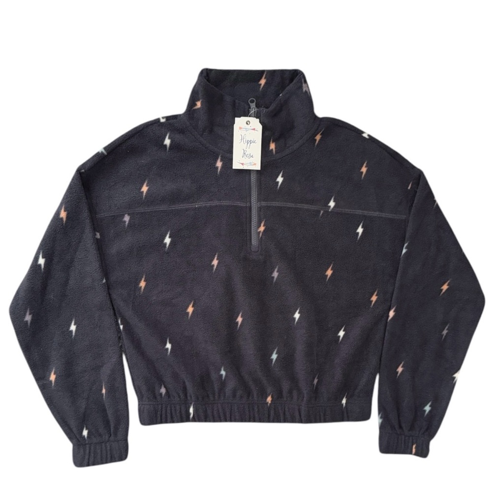 Women’s Hippie Rose Zipper Fox Lightning Bolt Fleece Pullover